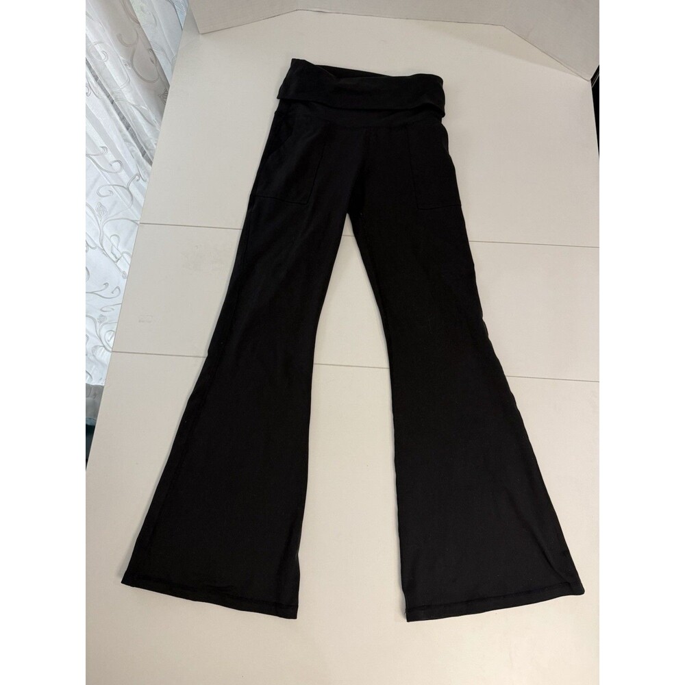 OFFLINE By Aerie The Hugger High Waisted Foldover Flare Legging Black Size Med